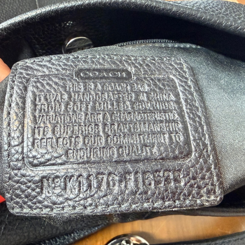 Coach Penelope Crossbody Bag Women Black Pebbled Leather Turnlock Classic - Picture 12 of 13
